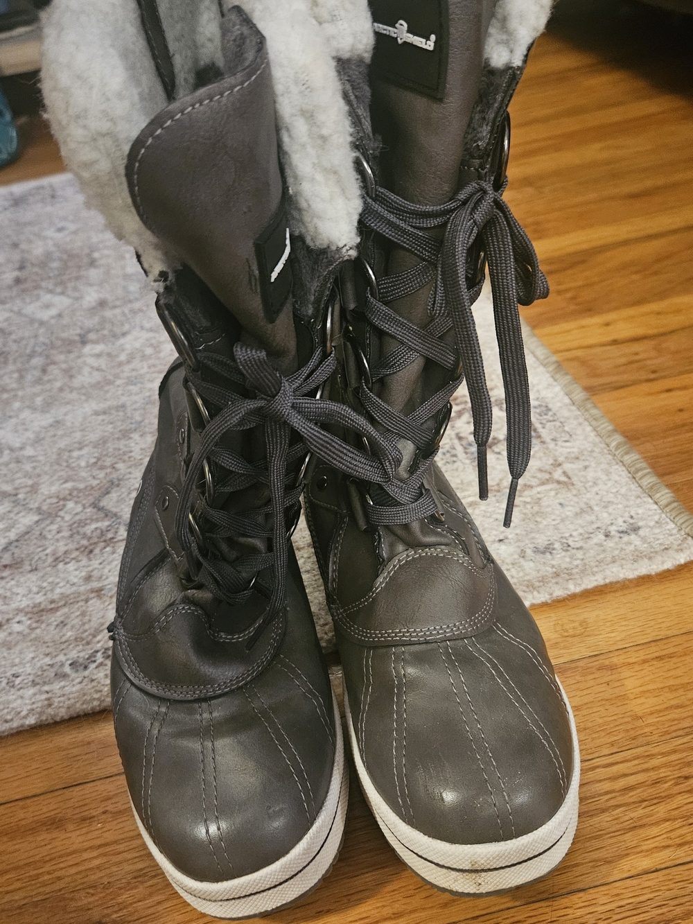 Sorel Women's Taupe Lace-Up Winter Boots with Shearling Collar